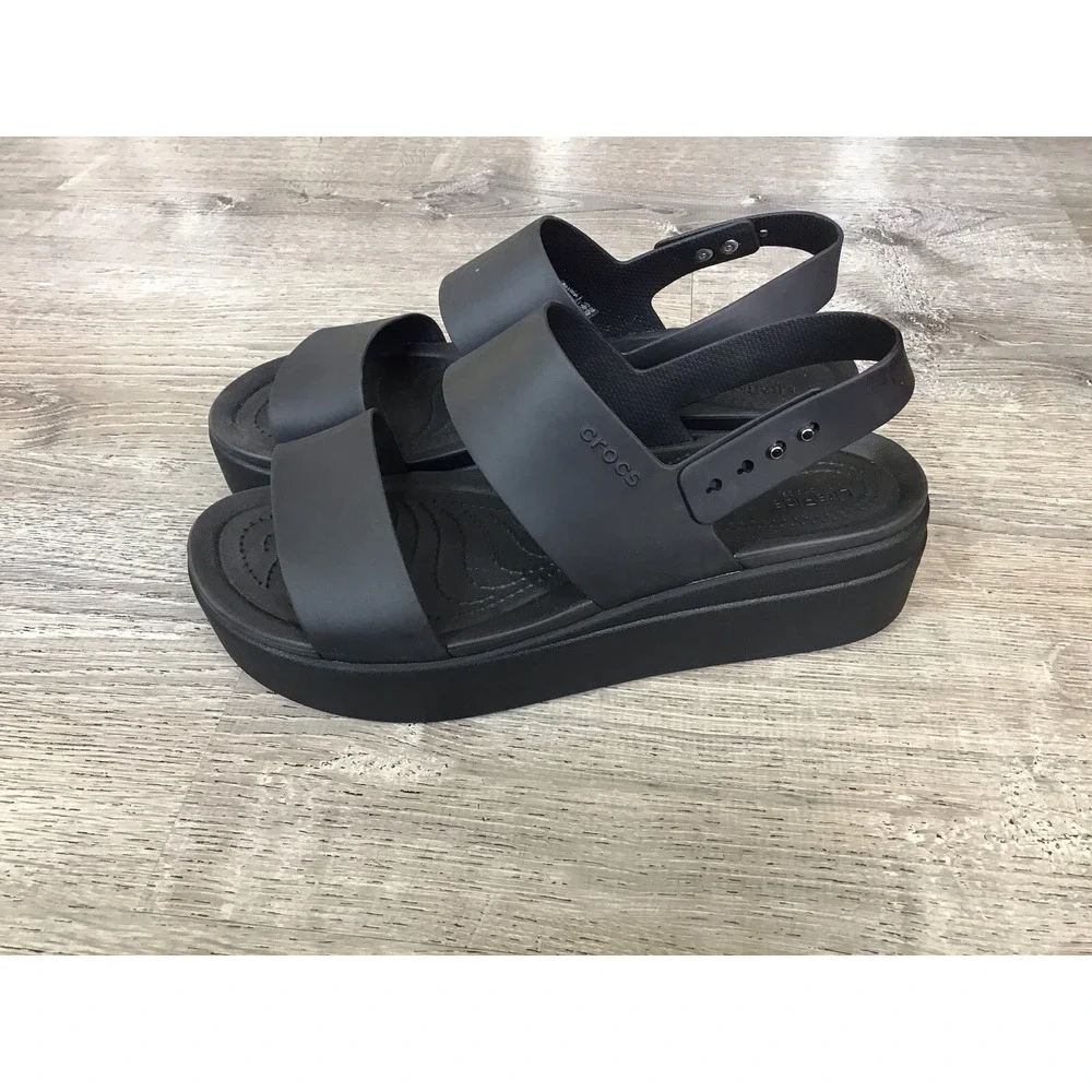 Crocs Brooklyn Low Wedge Women's Size 11 Sandals Black #206453